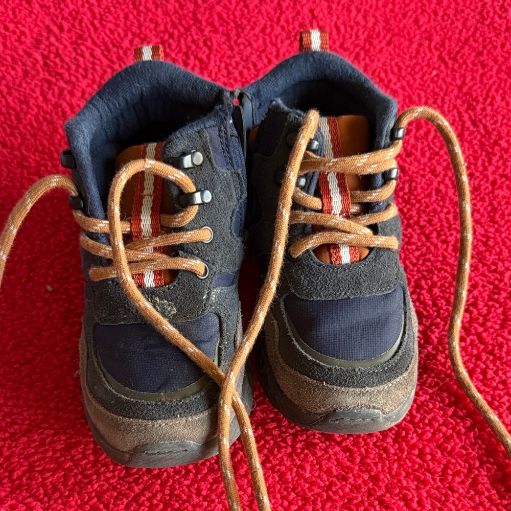 Zara Kids' Navy and Brown Sneakers